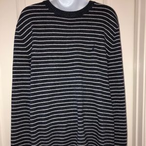 Nautica Men's Sweater Large Navy  Blue Striped